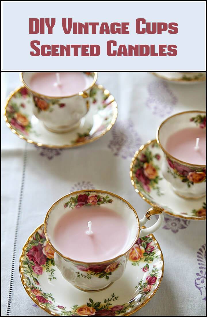 repurposed vintage cups scented candles